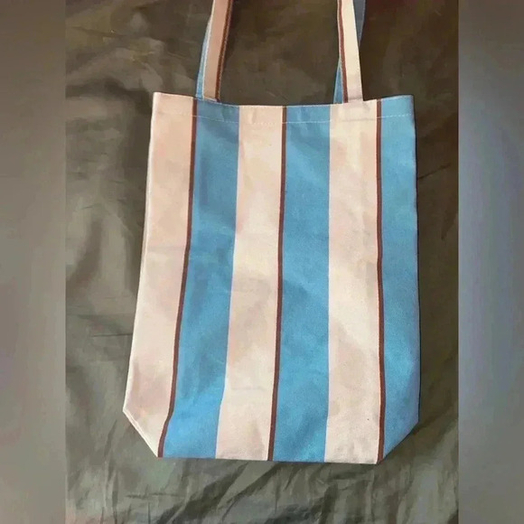 Madewell Blue and Cream Striped Canvas Tote Bag - Picture 4 of 6
